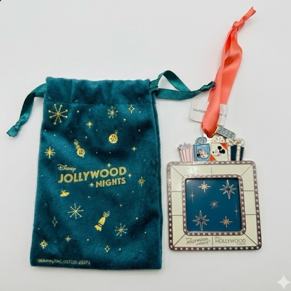 Disney Jollywood Nights 2025 Ornament Mickey Minnie Exclusive + Pouch